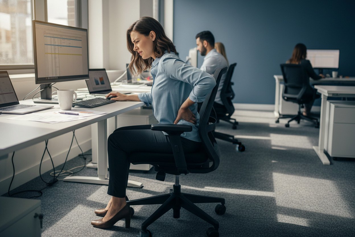 Ból pleców w biurze — dlaczego siedzenie jest tak obciążające